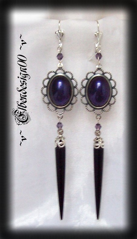 Ohrschmuck Gothic Ohrhaenger Burlesque purple Ohrringe Steampunk